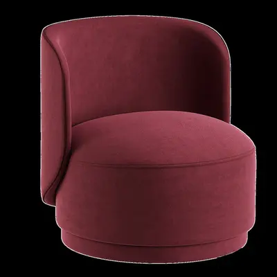Velvet Armchair With Curved Backrest 3d model