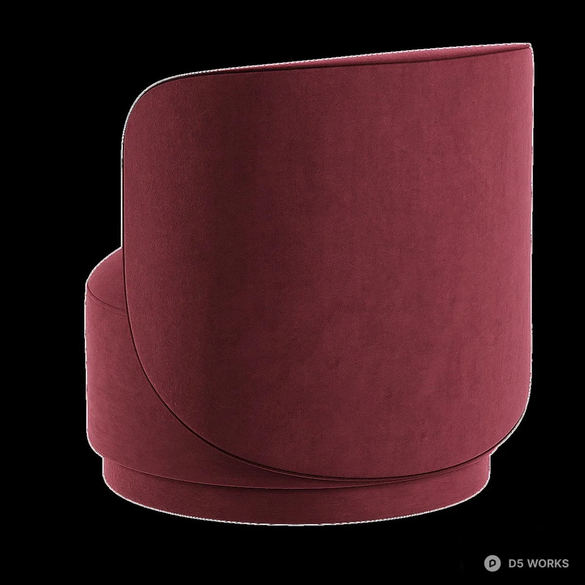 Velvet Armchair With Curved Backrest 3d model thumbnail 3