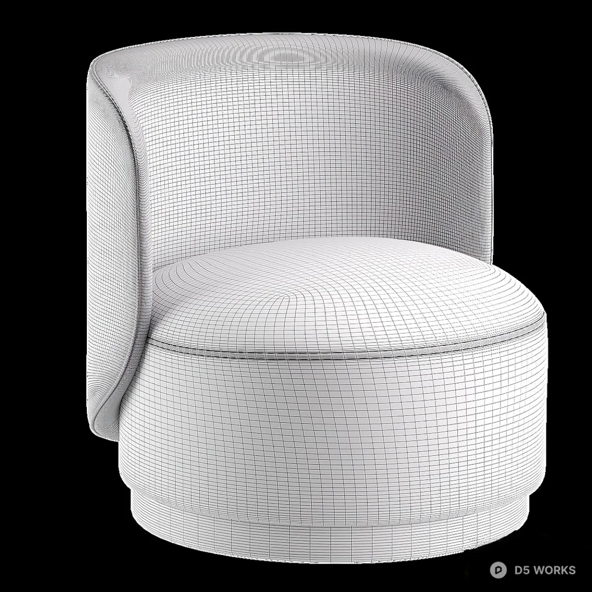 Velvet Armchair With Curved Backrest 3d model thumbnail 4