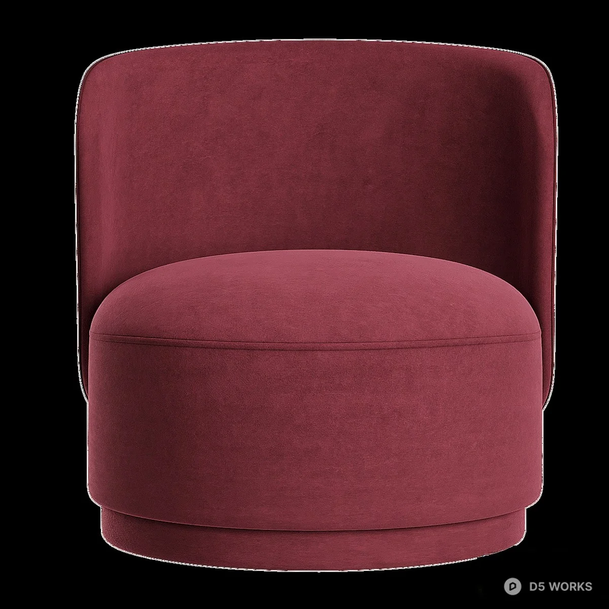 Velvet Armchair With Curved Backrest 3d model thumbnail 2
