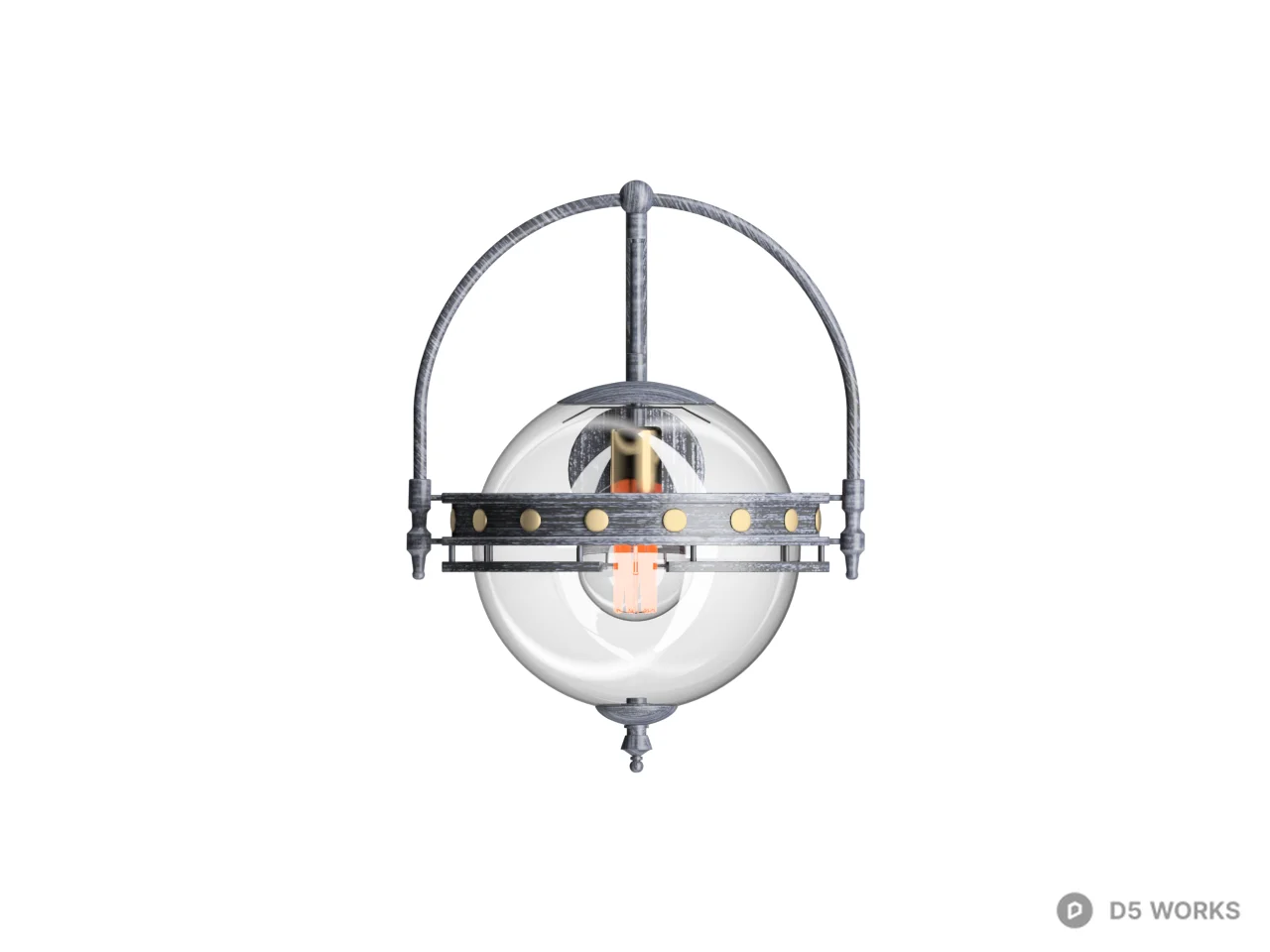 Industrial Style Wall Lamp 3d model thumbnail 2