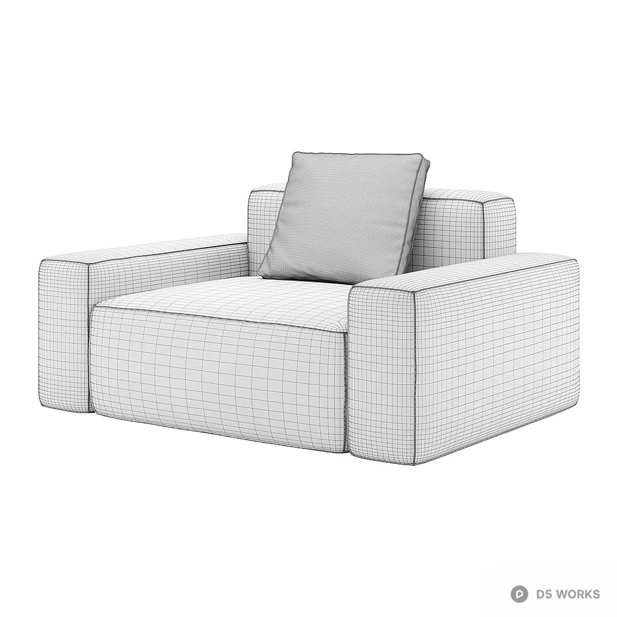 Minimalist Upholstered Single Sofa 3d model thumbnail 4