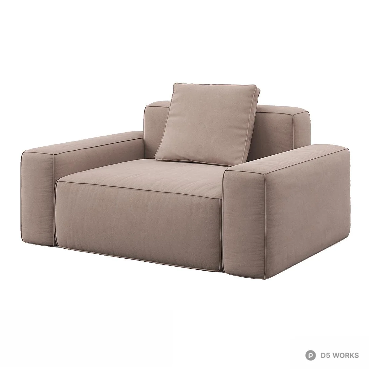 Minimalist Upholstered Single Sofa 3d model - Image 1