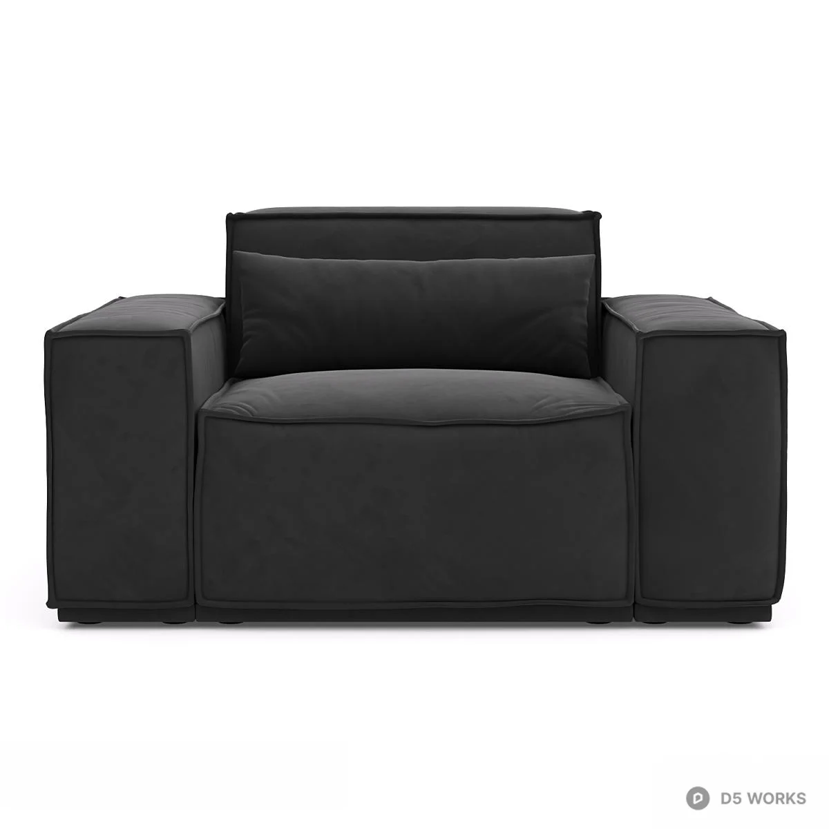 Minimalist Black Upholstered Single Sofa 3d model thumbnail 2