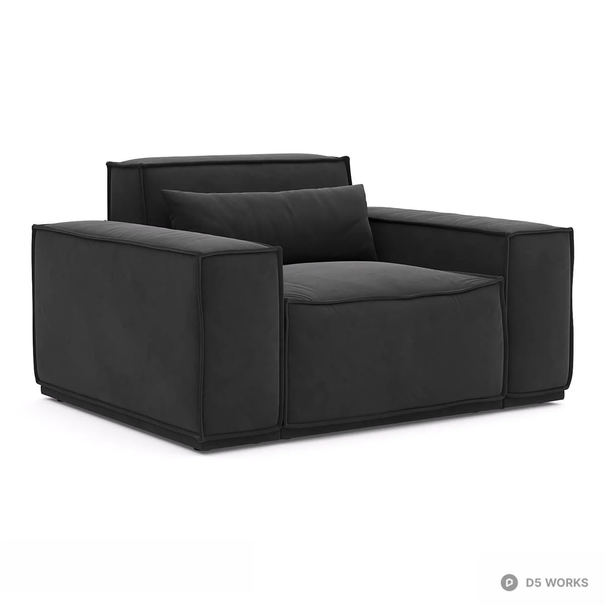Minimalist Black Upholstered Single Sofa 3d model - Image 1