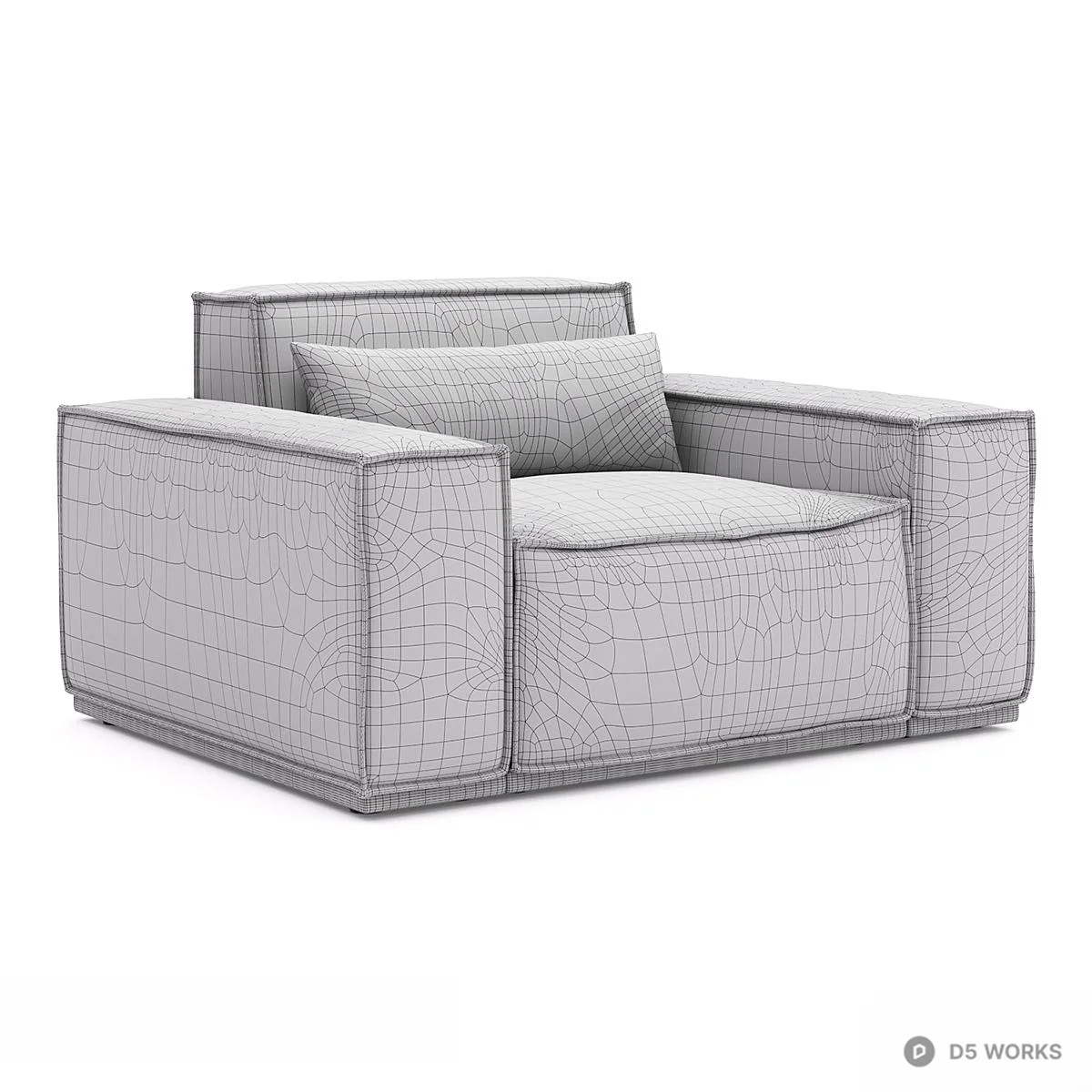 Minimalist Black Upholstered Single Sofa 3d model thumbnail 4