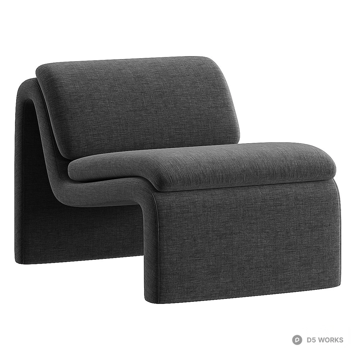 Modern Upholstered Lounge Chair 3d model thumbnail 2