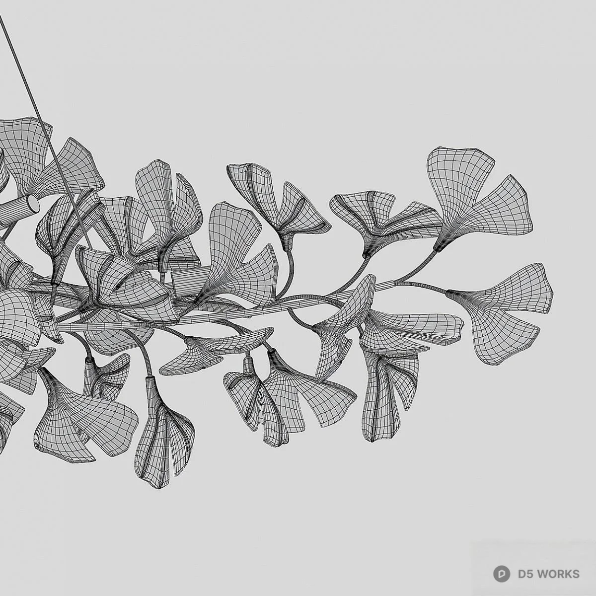 Ginkgo Leaf Chandelier Minimalist Design 3d model thumbnail 2