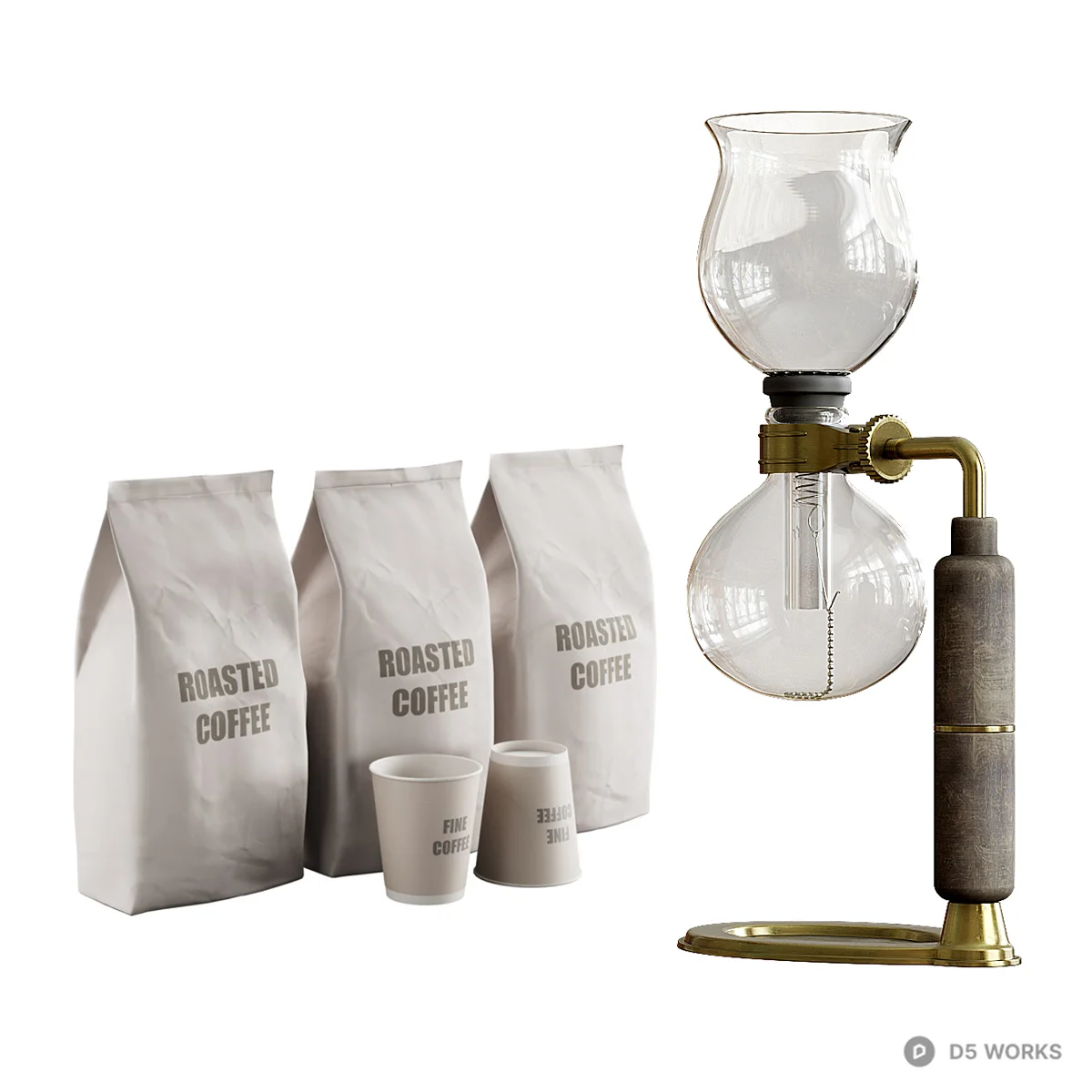 Siphon Coffee Maker With Roasted Coffee Bags 3d model - Image 1