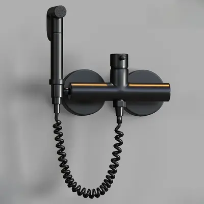 Matte Black Wall Mounted Shower Set 3d model