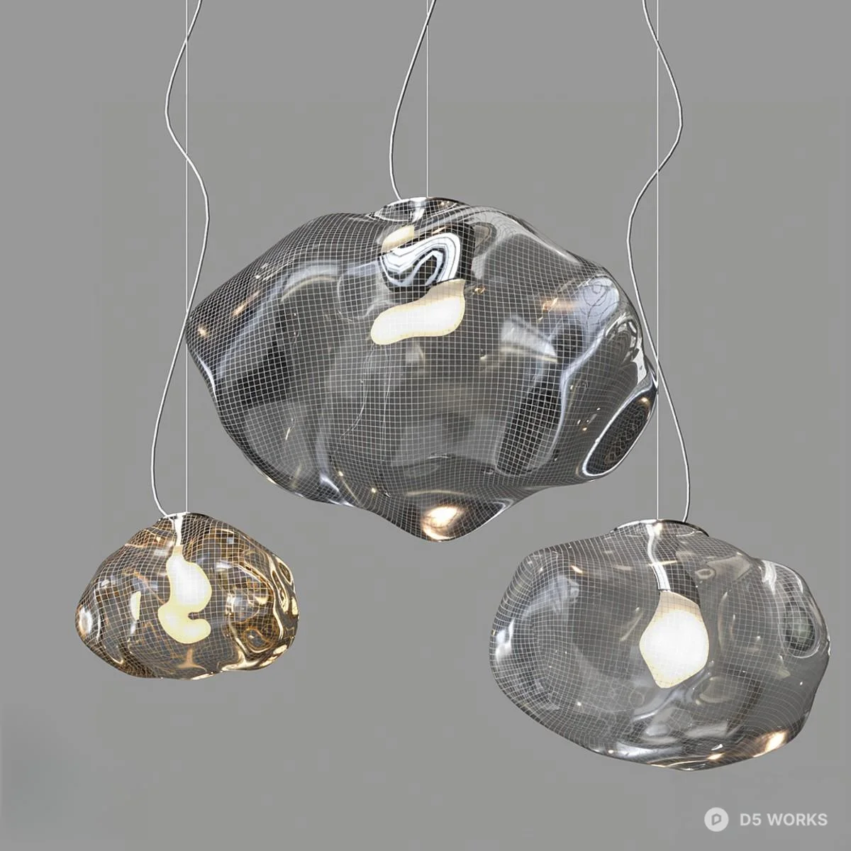 Organic Glass Pendant Lights 3d model - Image 1