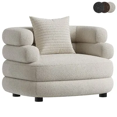 Bouclé Upholstered Single Sofa 3d model