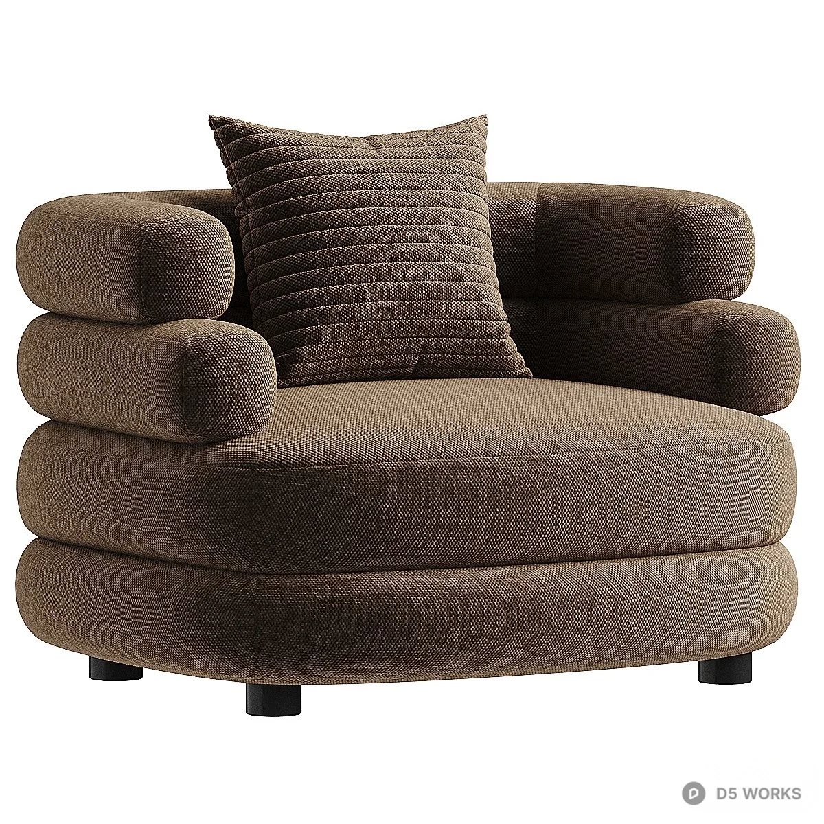 Bouclé Upholstered Single Sofa 3d model thumbnail 2