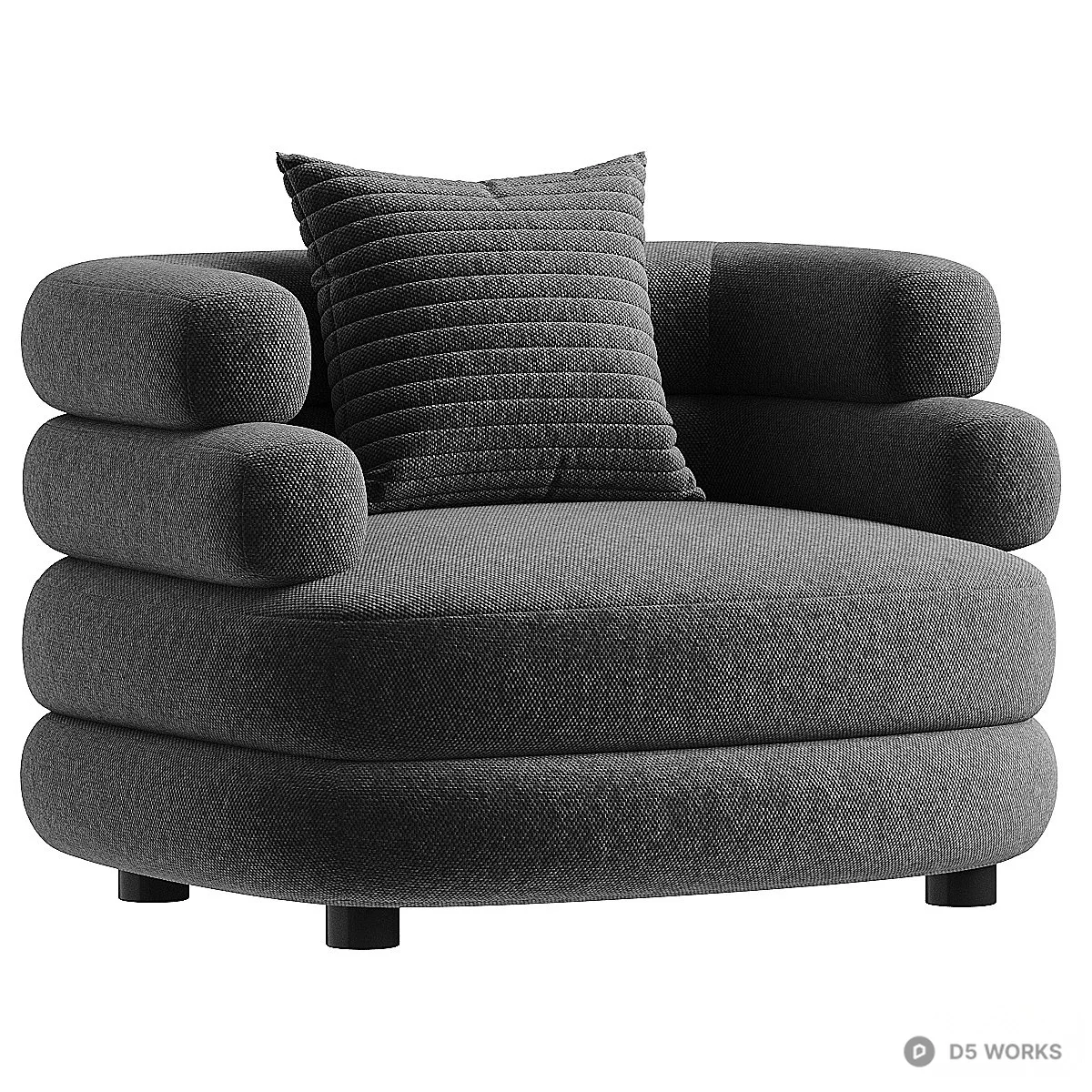 Bouclé Upholstered Single Sofa 3d model thumbnail 3