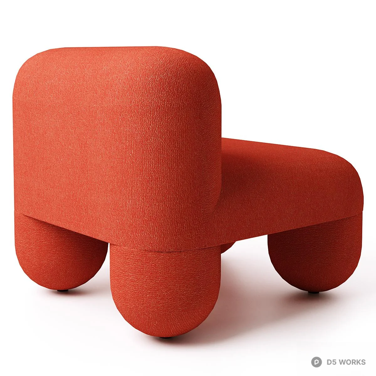 Blob-shaped Upholstered Single Sofa 3d model thumbnail 3