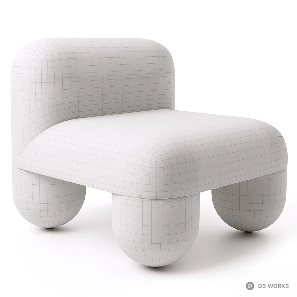Blob-shaped Upholstered Single Sofa 3d model thumbnail 5