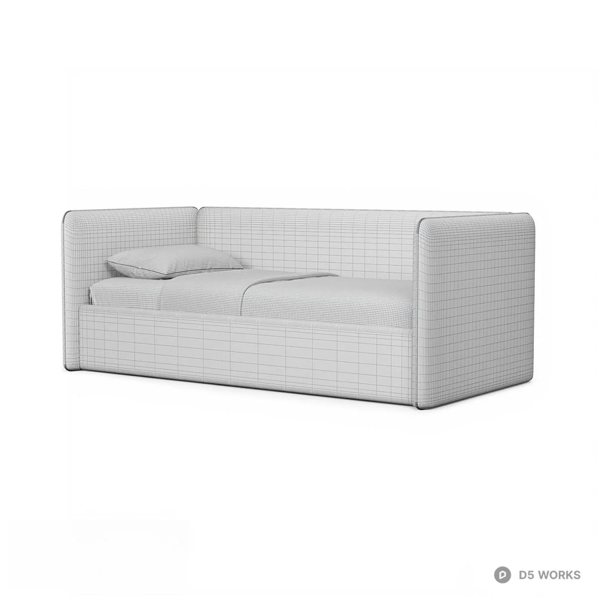 Teal Velvet Sofa Bed 3d model thumbnail 3