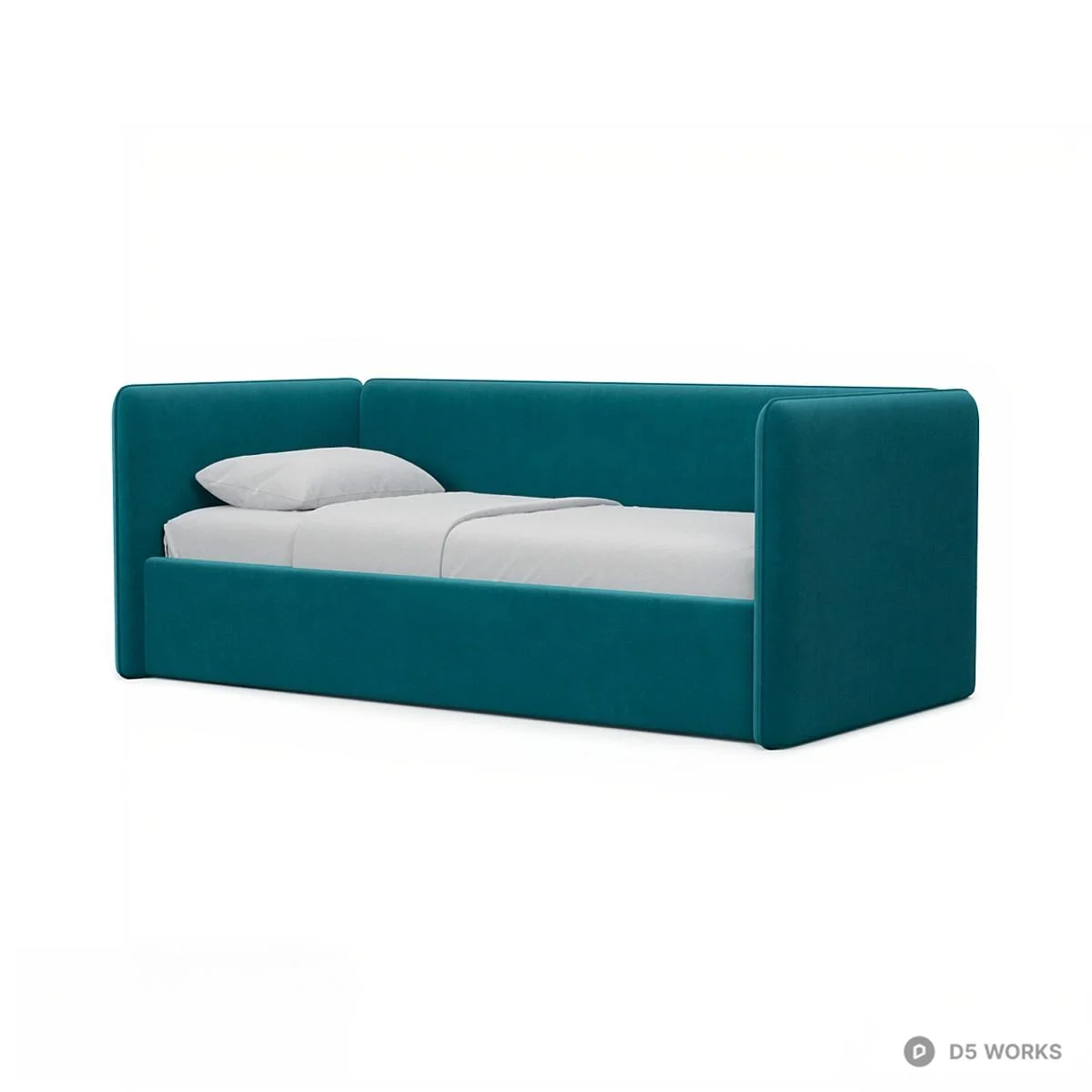 Teal Velvet Sofa Bed 3d model thumbnail 2