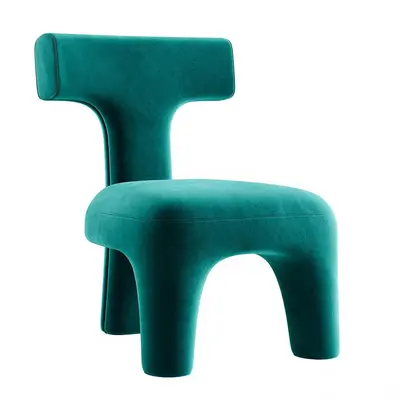 Teal Velvet Sculptural Leisure Chair 3d model