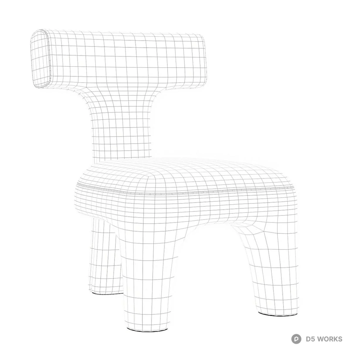 Teal Velvet Sculptural Leisure Chair 3d model thumbnail 4