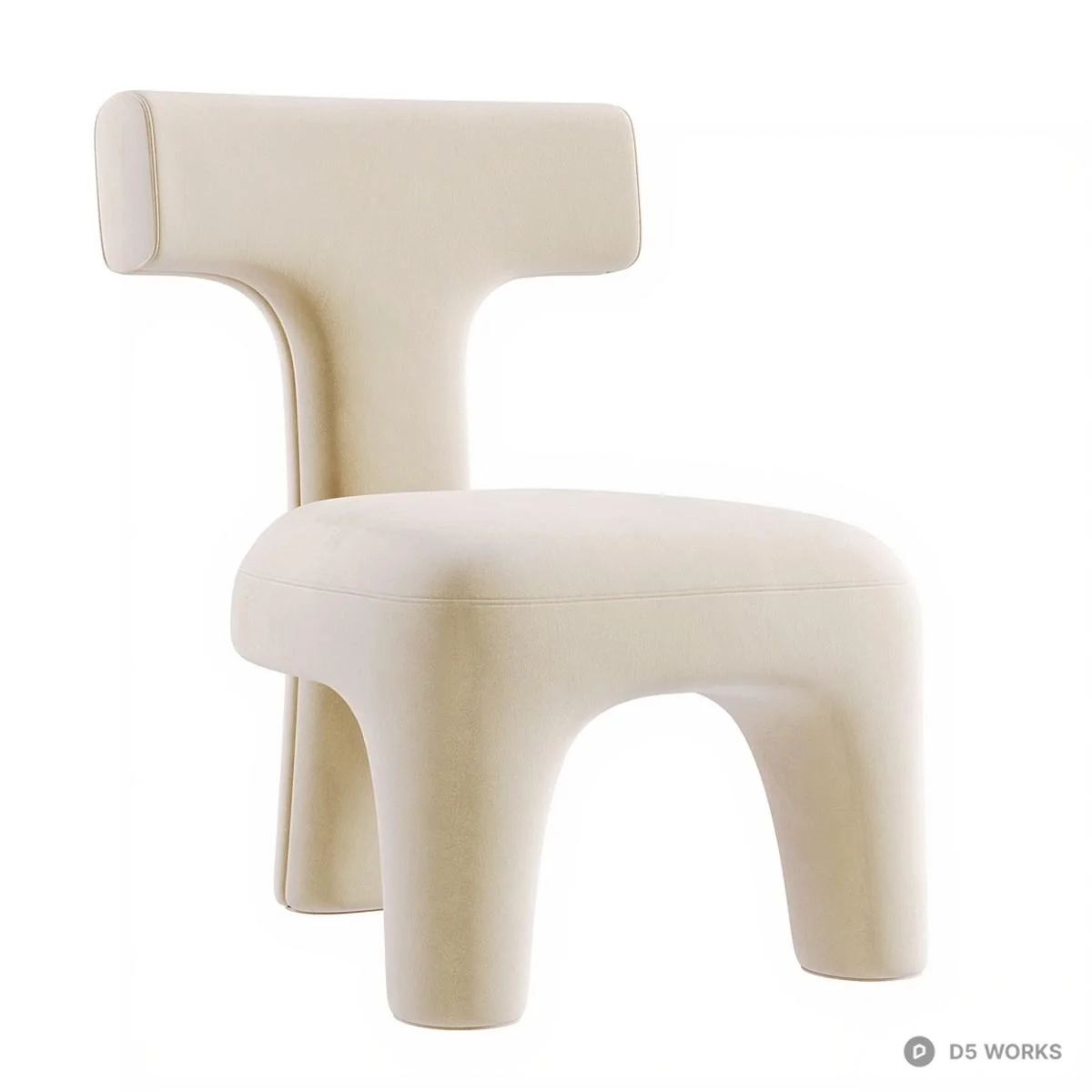 Teal Velvet Sculptural Leisure Chair 3d model thumbnail 3