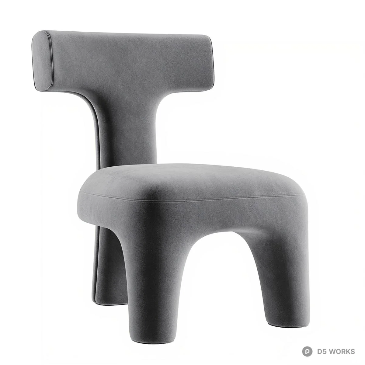 Teal Velvet Sculptural Leisure Chair 3d model thumbnail 2
