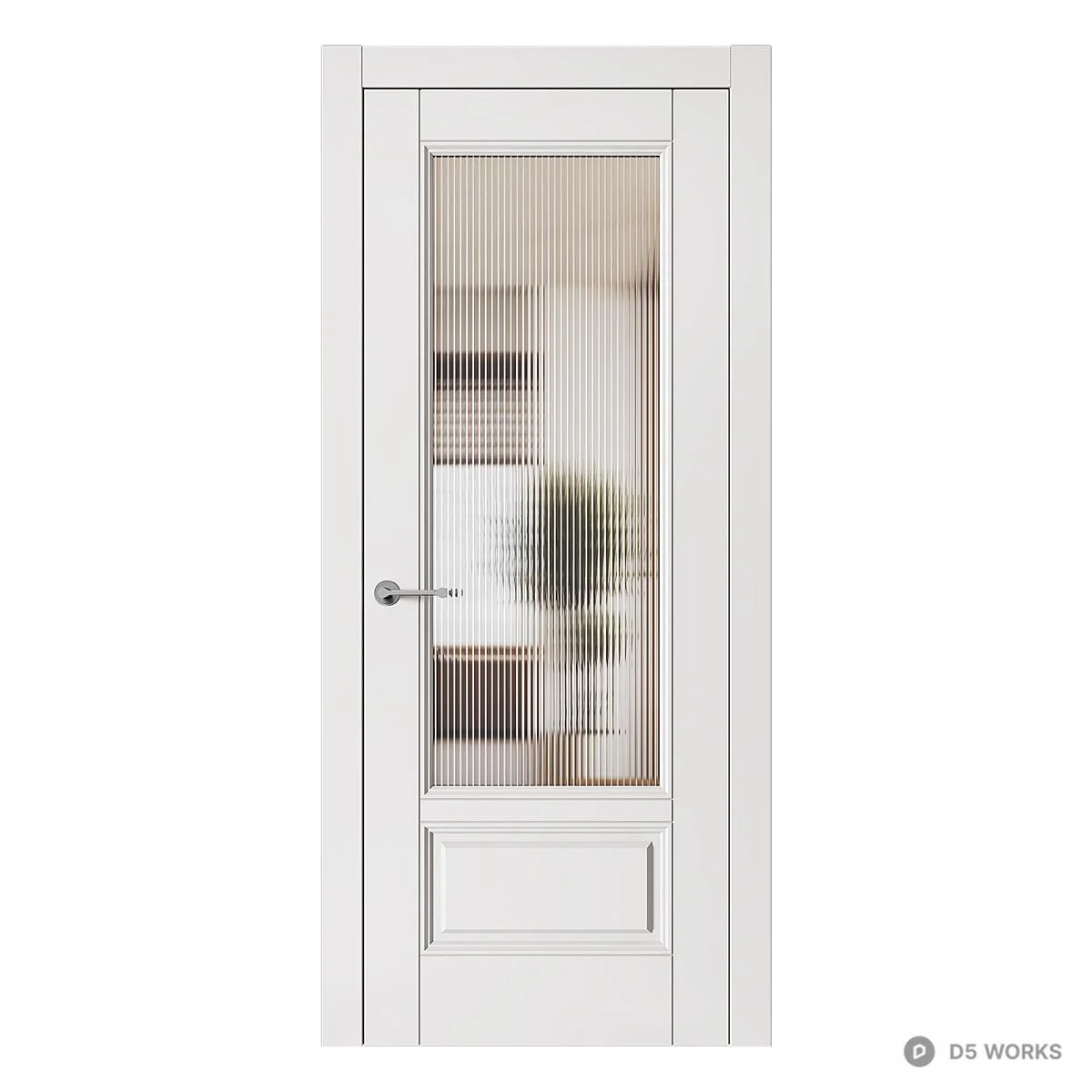 White Single Door With Frosted Glass Panel 3d model thumbnail 3