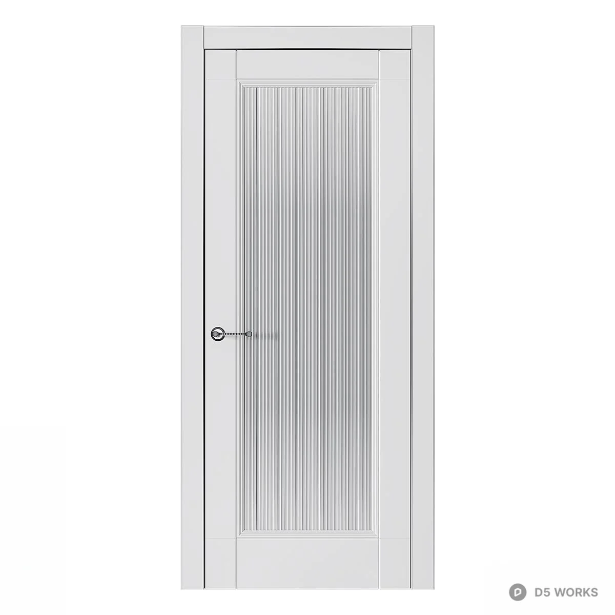 White Single Door With Frosted Glass Panel 3d model thumbnail 5