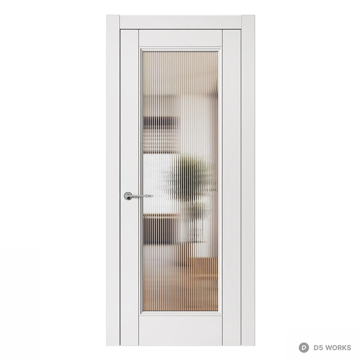 White Single Door With Frosted Glass Panel 3d model thumbnail 4
