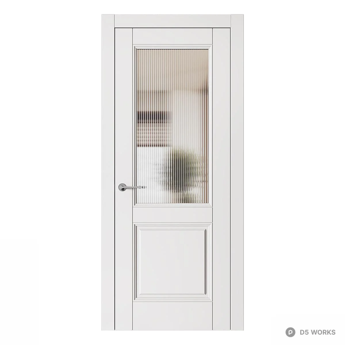 White Single Door With Frosted Glass Panel 3d model thumbnail 2