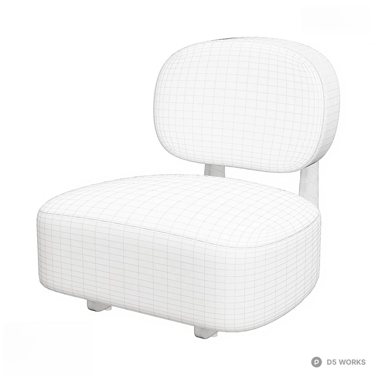 Textured White Leisure Chair 3d model thumbnail 2