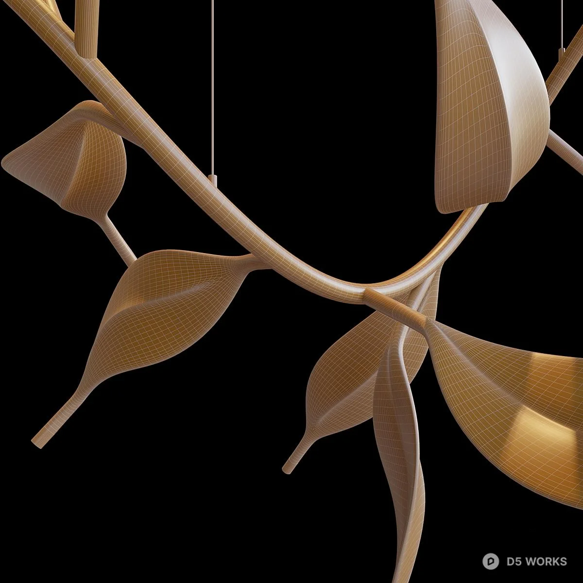 Botanical Leaf Chandelier 3d model thumbnail 2