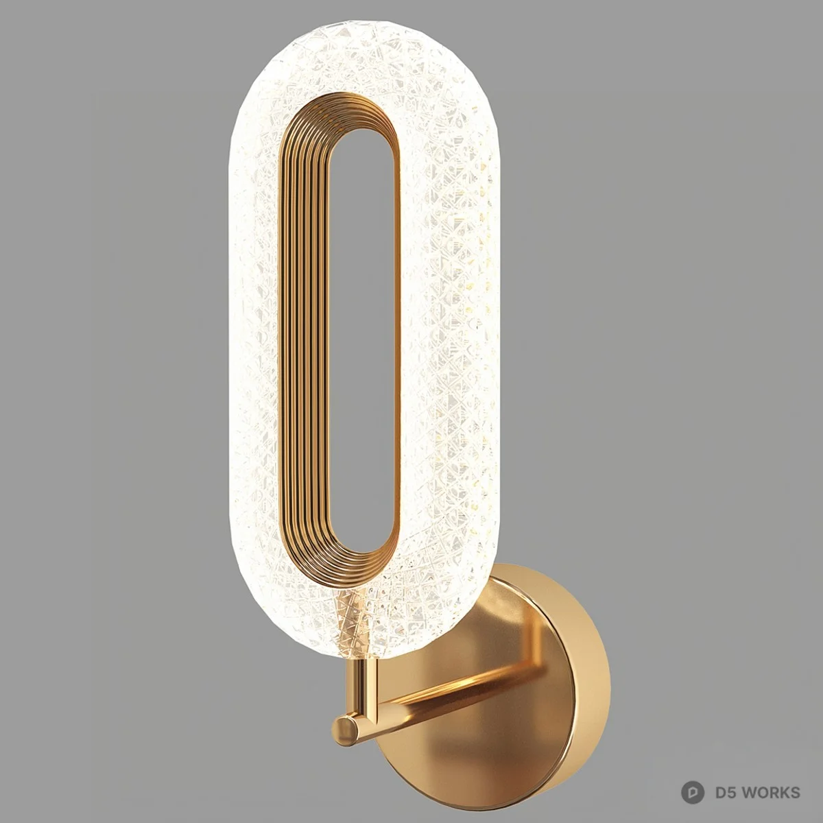 Oval Glass Gold Finish Wall Sconce 3d model thumbnail 2