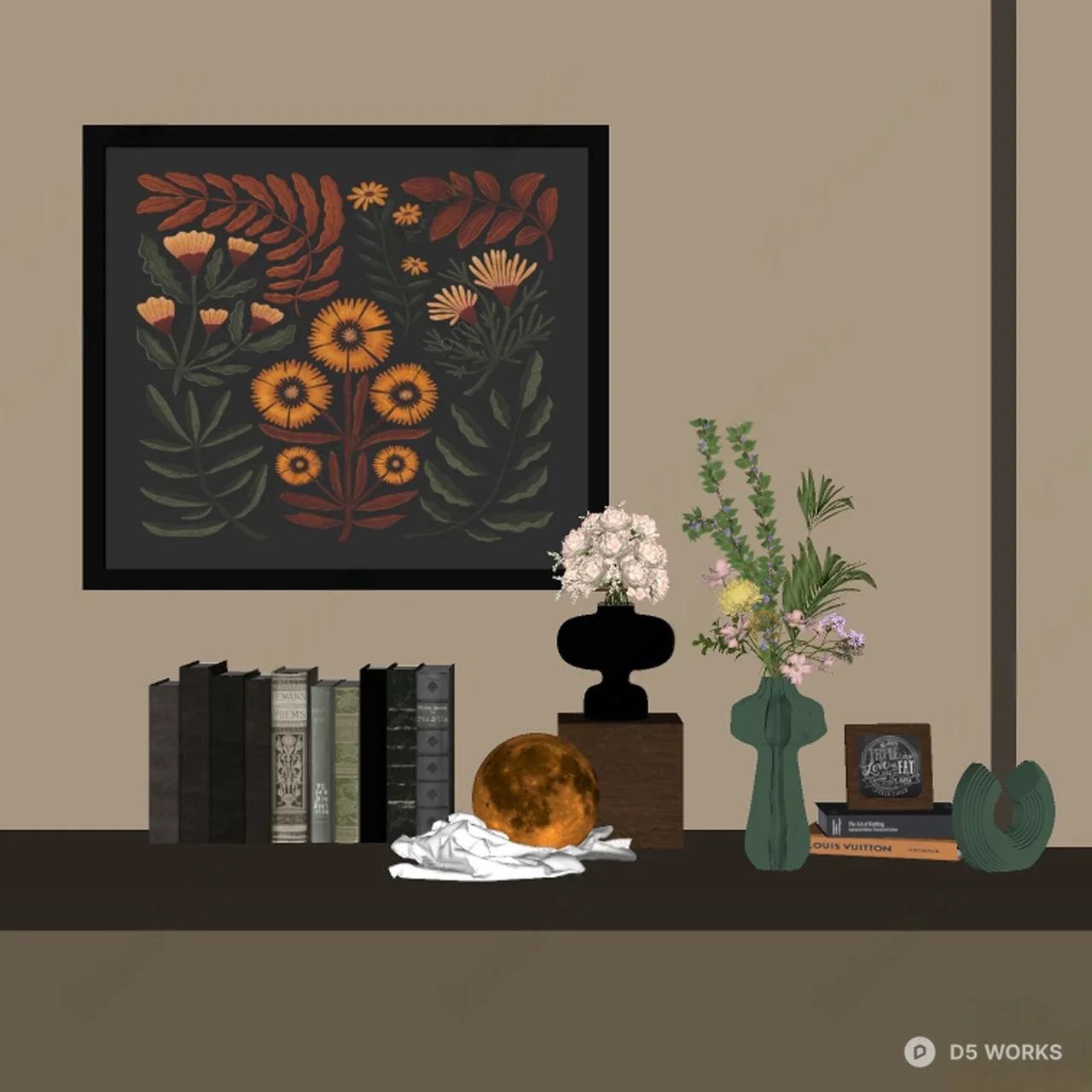 Ceramic Vase And Decorative Objects Set 3d model thumbnail 2