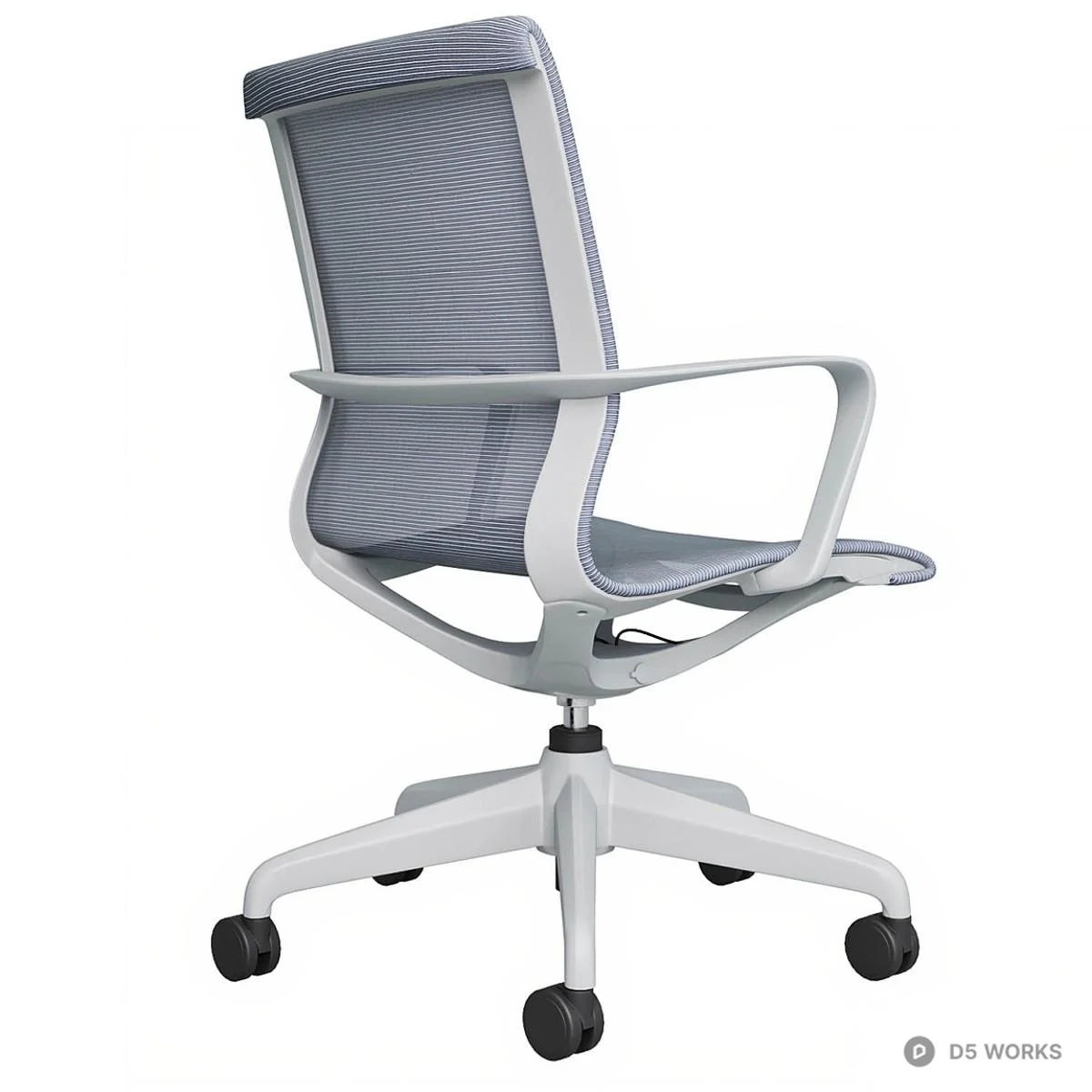 Mesh Back Office Chair With White Frame 3d model thumbnail 2