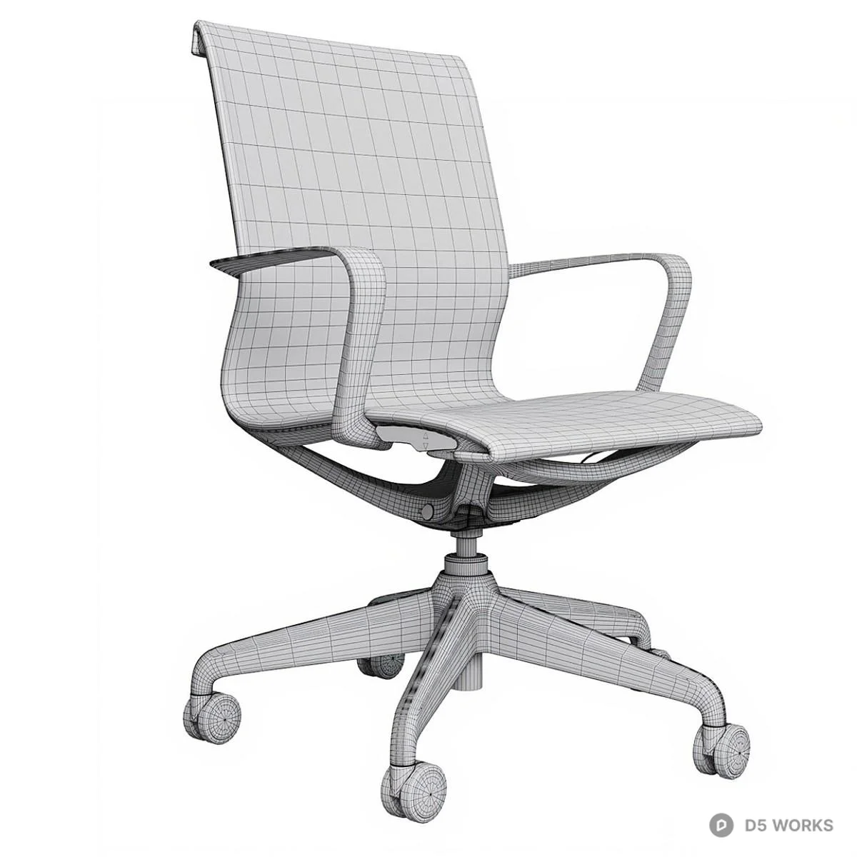 Mesh Back Office Chair With White Frame 3d model thumbnail 5