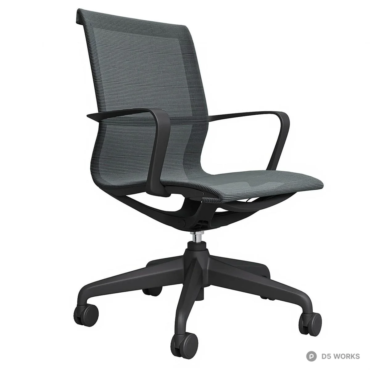 Mesh Back Office Chair With White Frame 3d model thumbnail 4