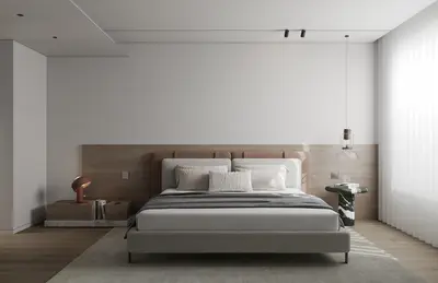 Minimalist Bedroom with Integrated Headboard 3d model