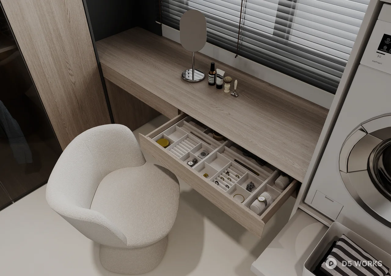 Minimalist Bedroom with Integrated Headboard 3d model thumbnail 2