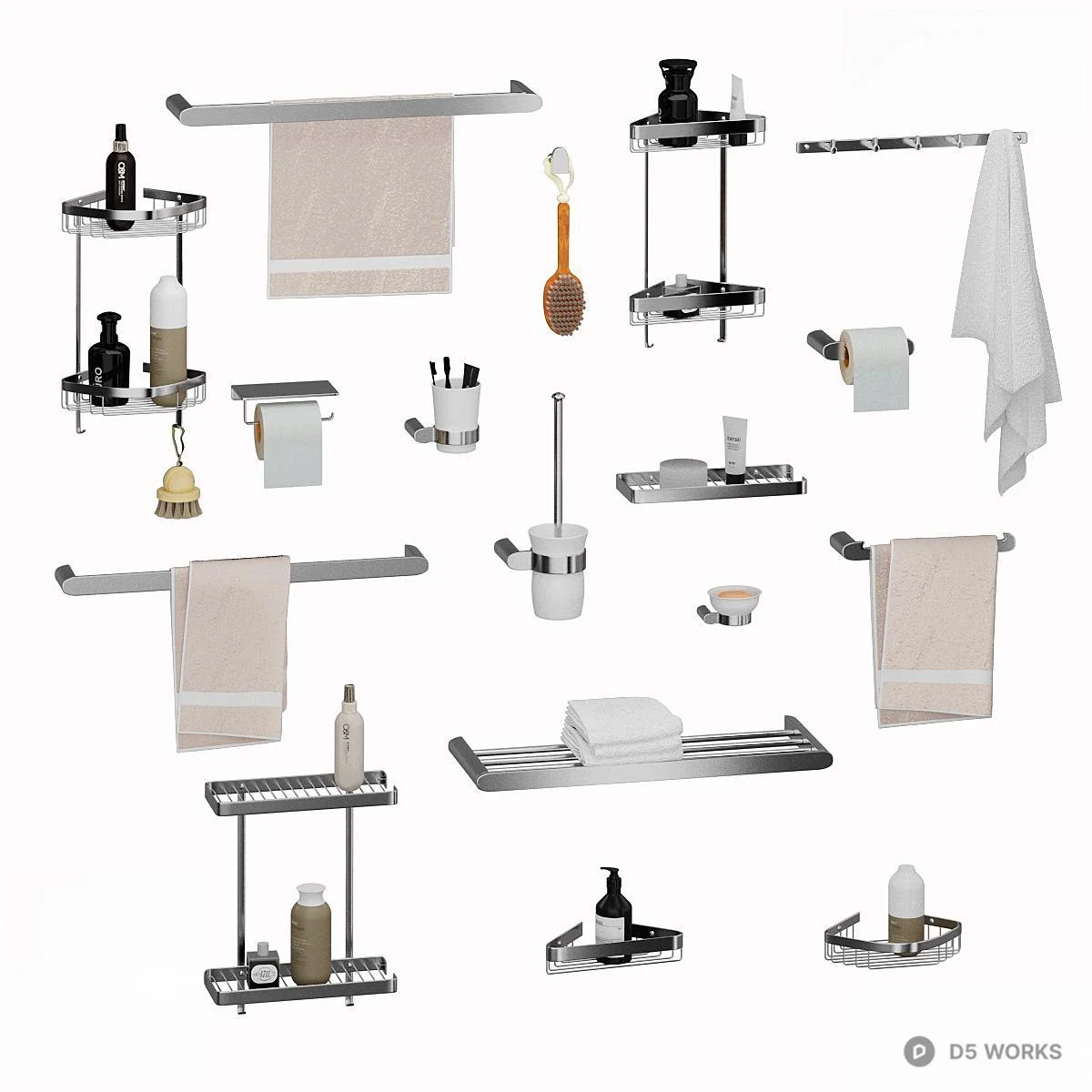 Bathroom Hardware Set 3d model - Image 1