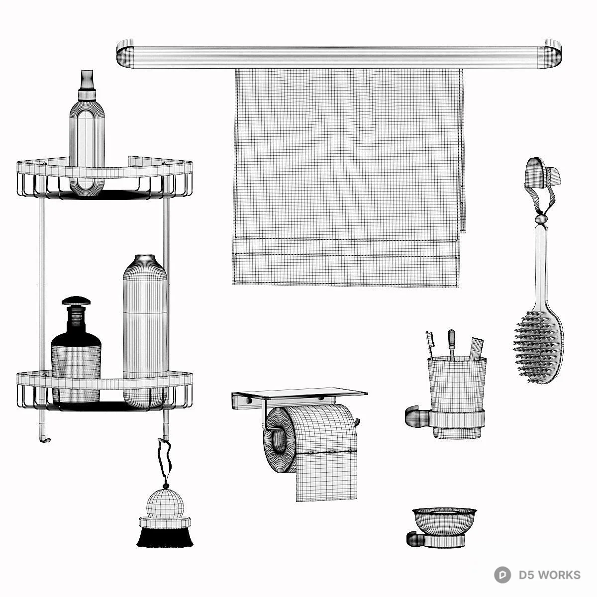 Bathroom Hardware Set 3d model thumbnail 3