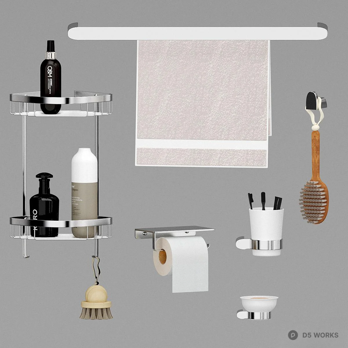 Bathroom Hardware Set 3d model thumbnail 2