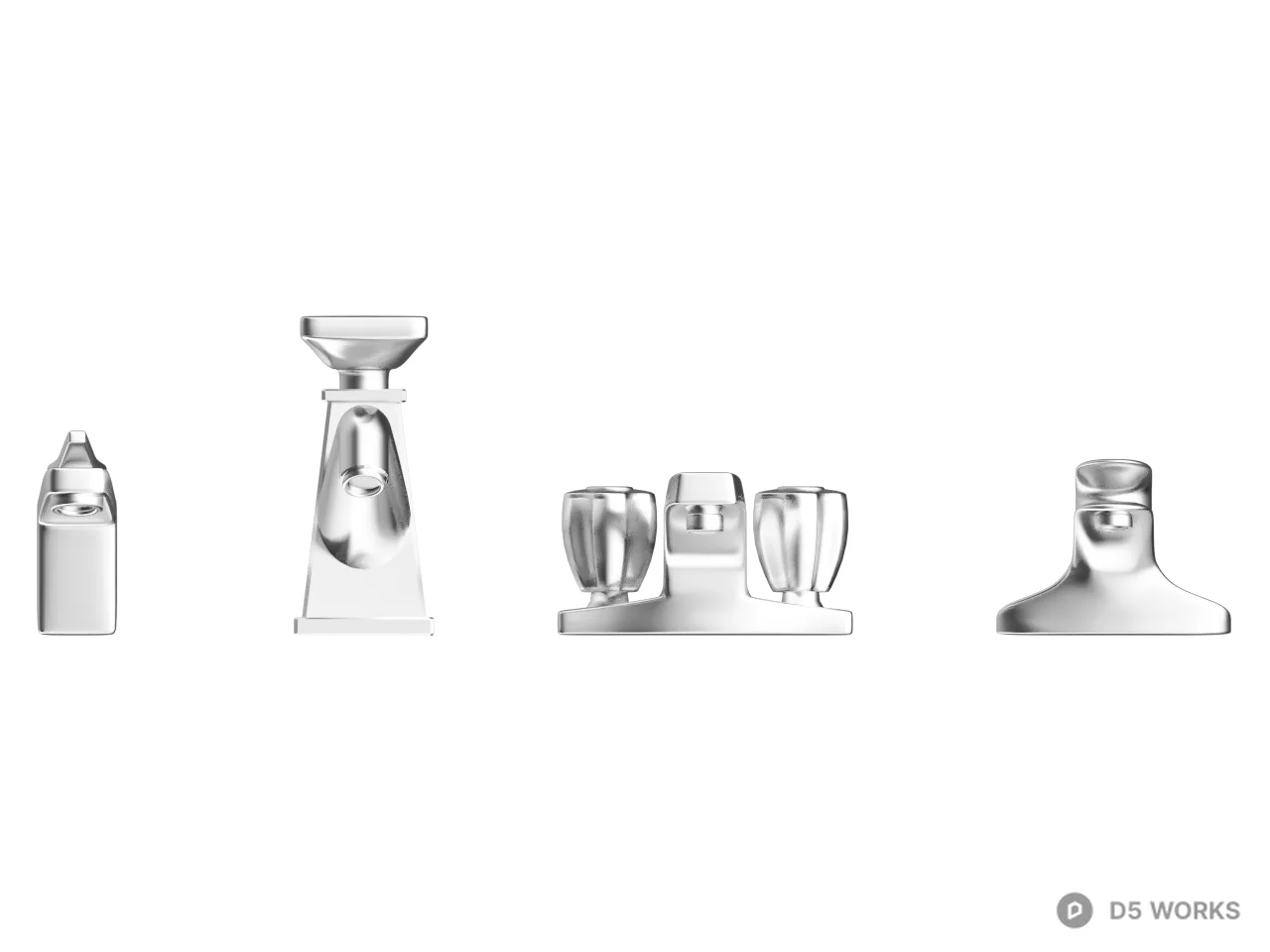 Chrome Faucet Set 3d model thumbnail 2