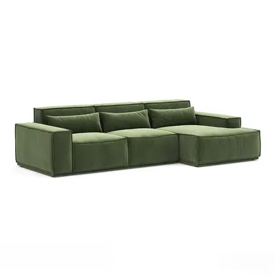 Olive Green Velvet Modular Sectional Sofa 3d model
