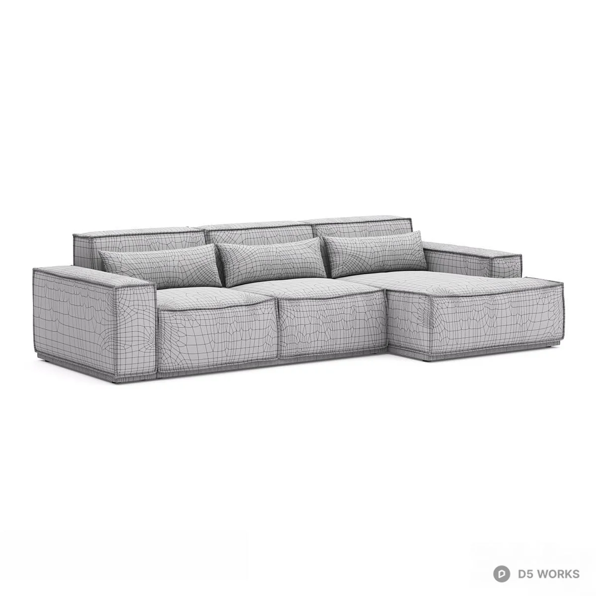 Olive Green Velvet Modular Sectional Sofa 3d model thumbnail 4
