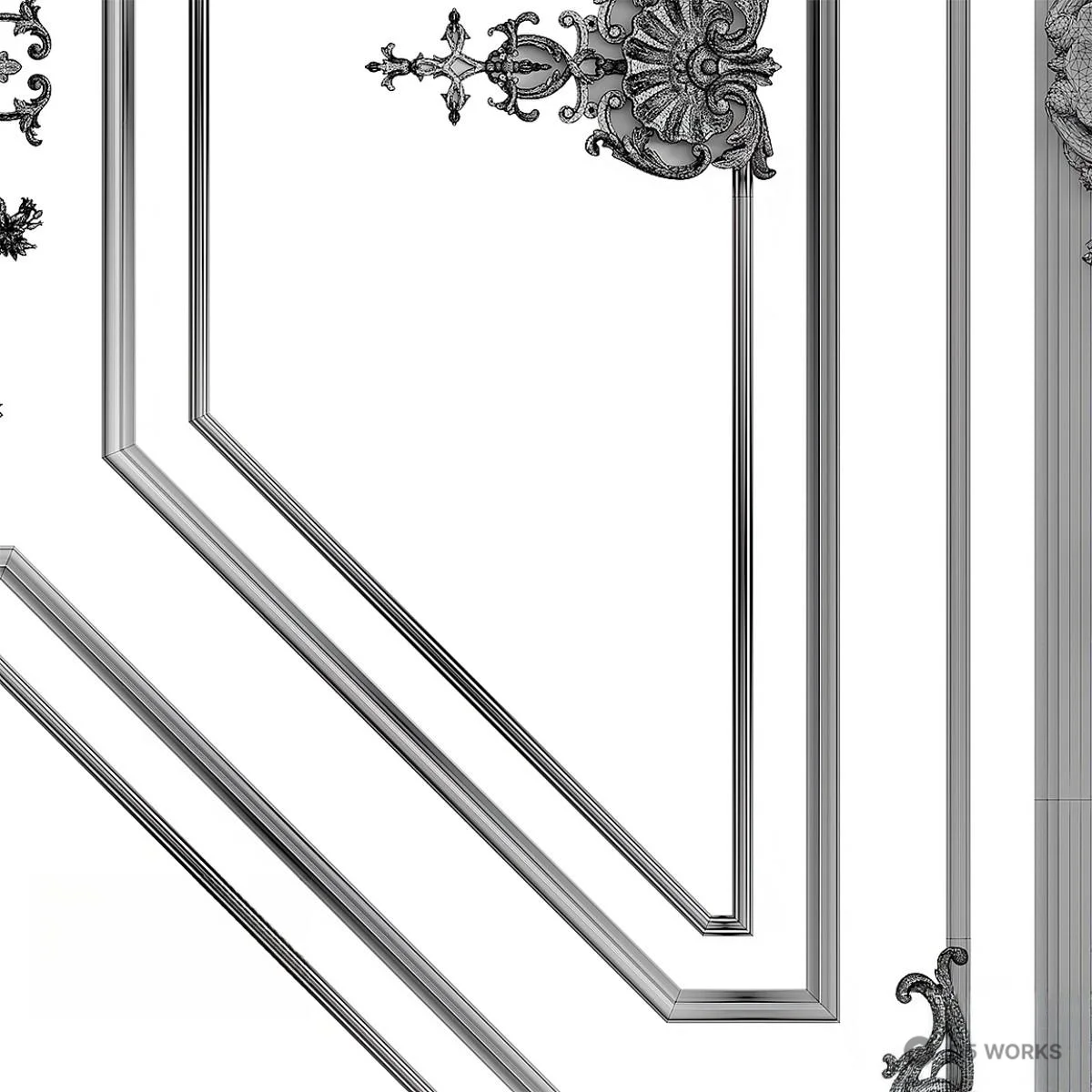 Ornate Ceiling Panel 3d model thumbnail 2