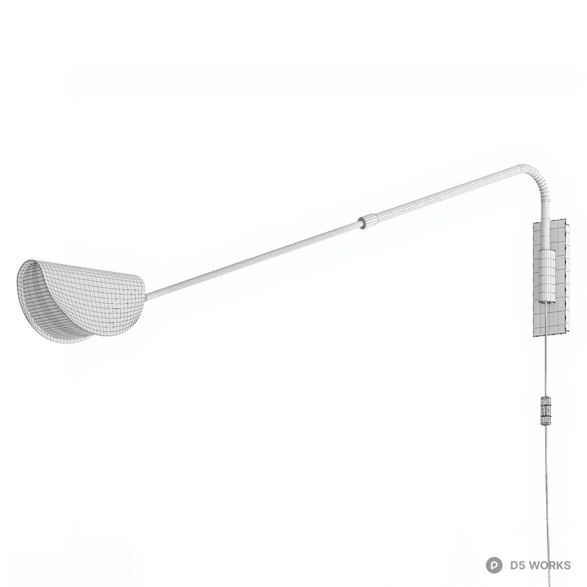 Minimalist Adjustable Arm Wall Lamp 3d model thumbnail 3