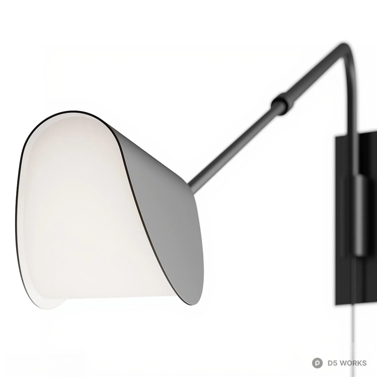 Minimalist Adjustable Arm Wall Lamp 3d model thumbnail 2