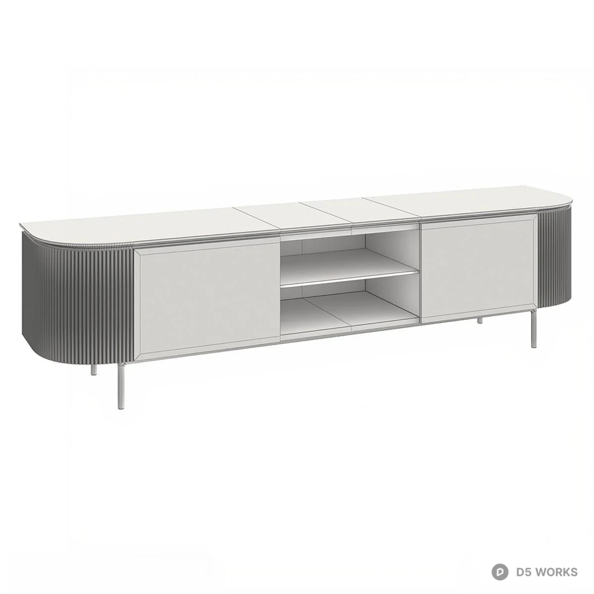 Ribboned Minimalist TV Cabinet 3d model thumbnail 2