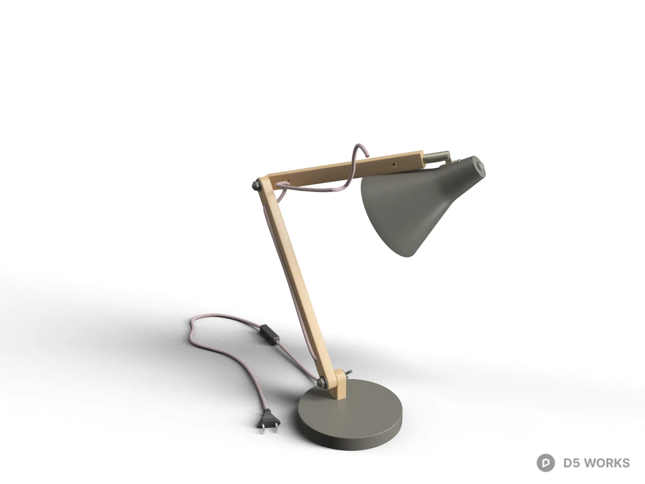 Adjustable Wooden Desk Lamp 3d model - Image 1